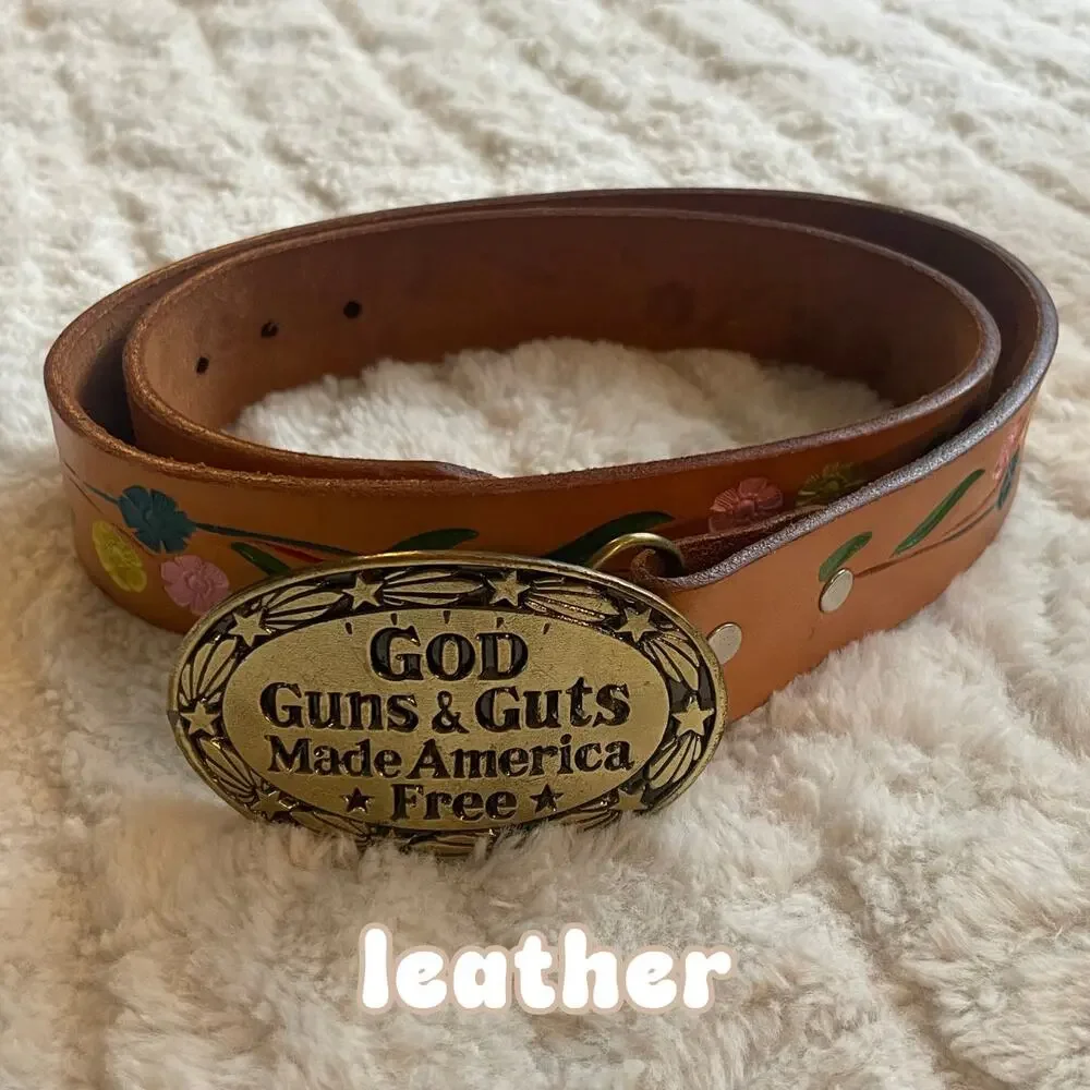GREAT AMERICAN BUCKLE CO belt floral leather 34 looper vintage leather